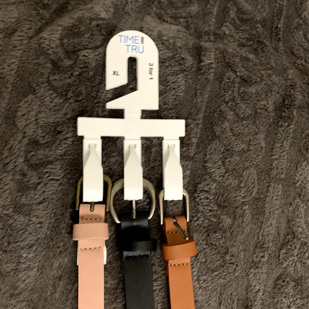 Skinny Belts 3 Tan Black and Blush Pink Women's Size XL NWOT